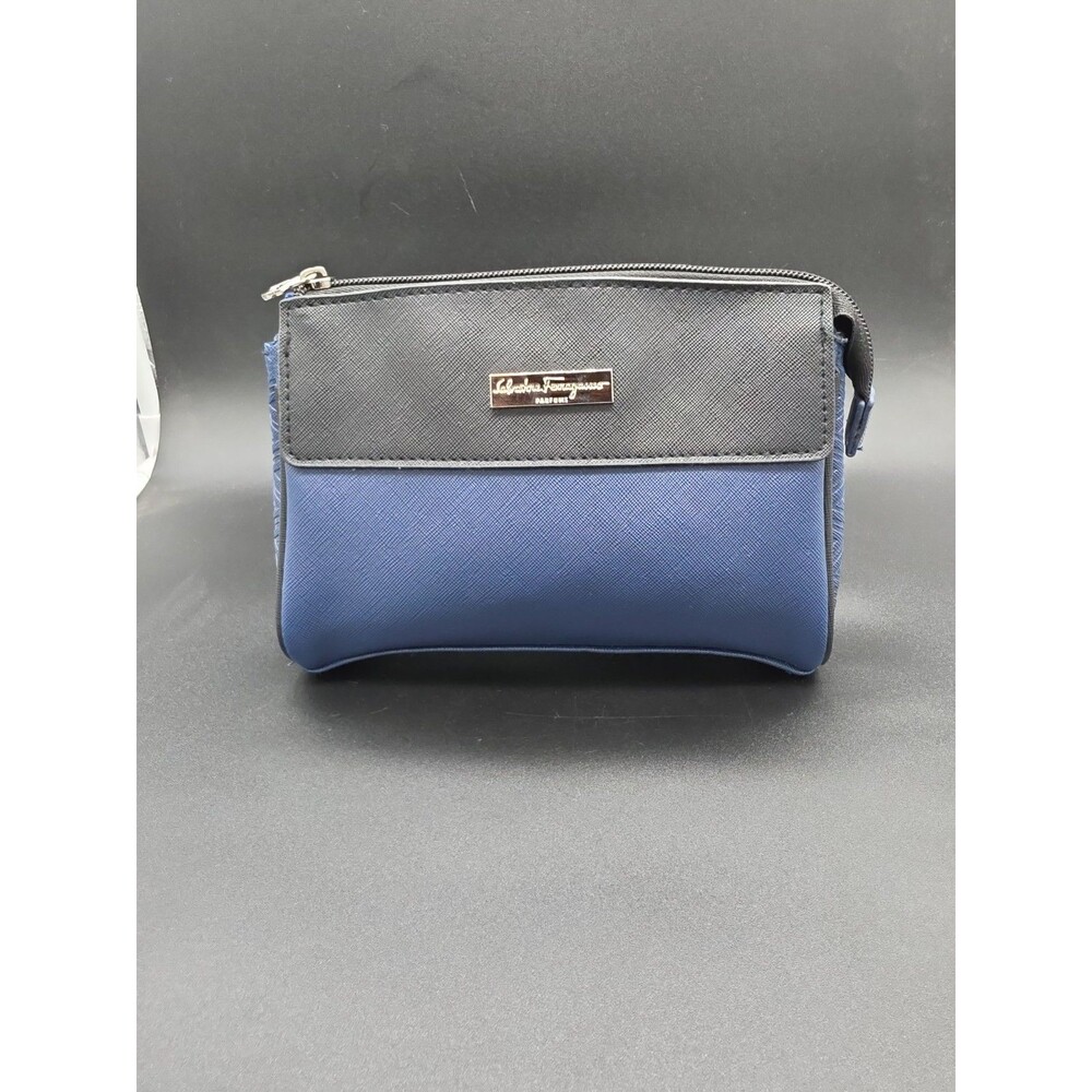 Salvatore Ferragamo Parfums x EVA Air Blue Black Saffiano Amenity Pouch No...